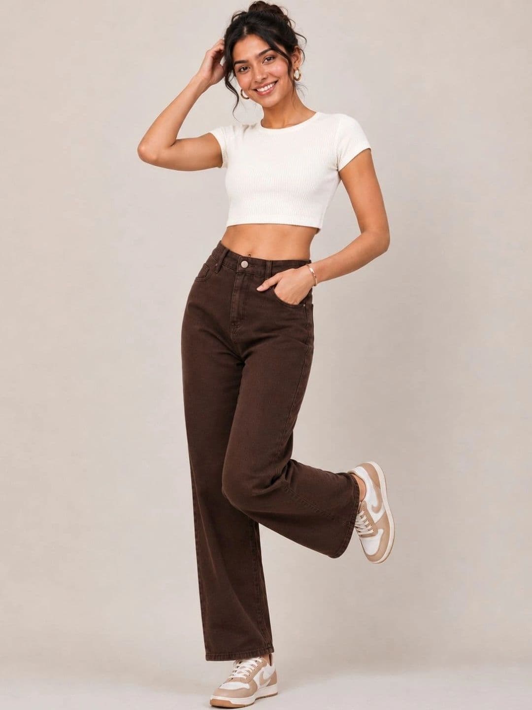 Moda Rapido Women Classic Wide Leg High-Rise Jeans thumbnail 5