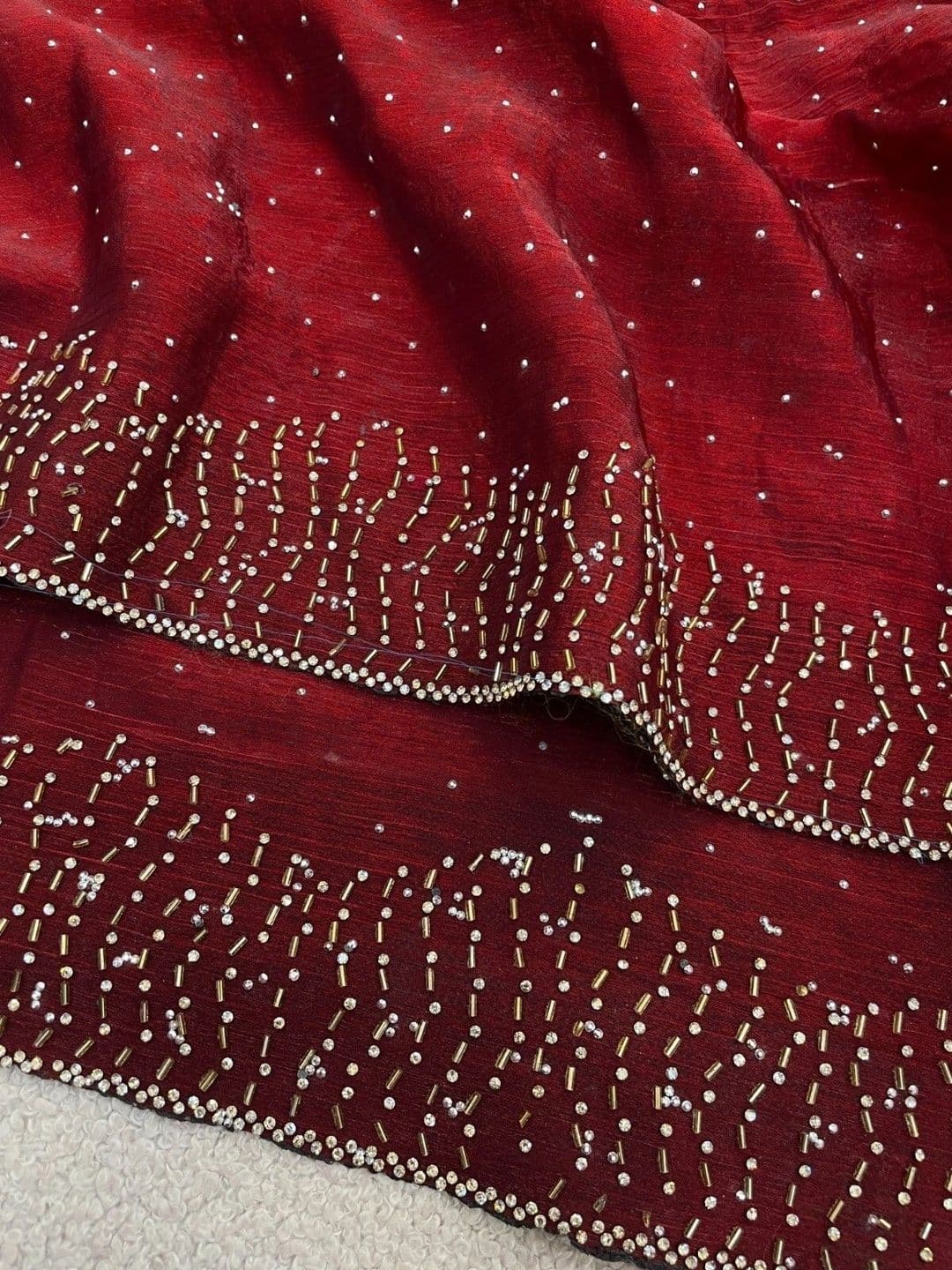 shreevali creation Embellished Beads and Stones Pure Chiffon Saree thumbnail 6