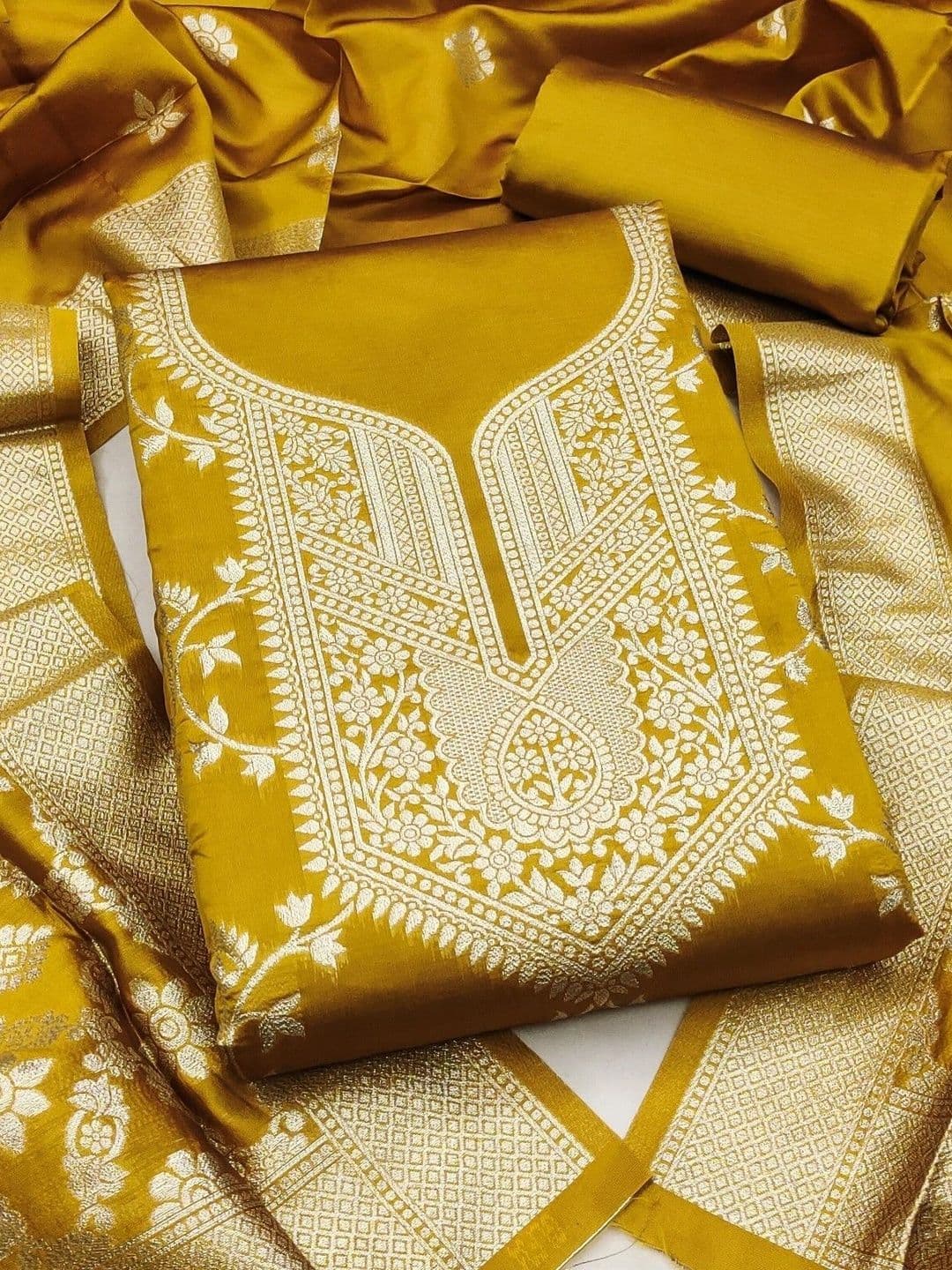 KALINI Art Silk Unstitched Dress Material - view 1
