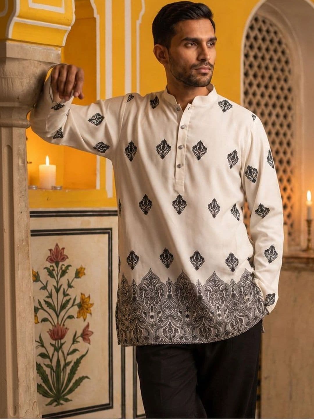 Jompers Men Ethnic Motifs Embroidered Kurta thumbnail 5