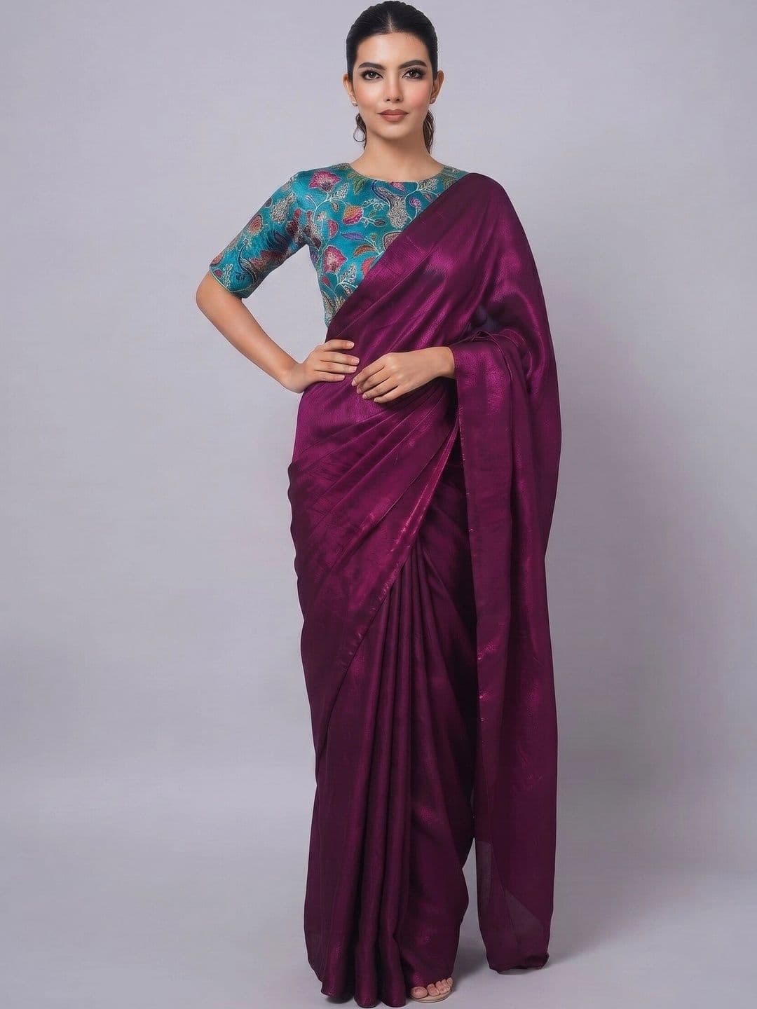TRUSTED RAJVEER Embroidered Satin Saree thumbnail 3