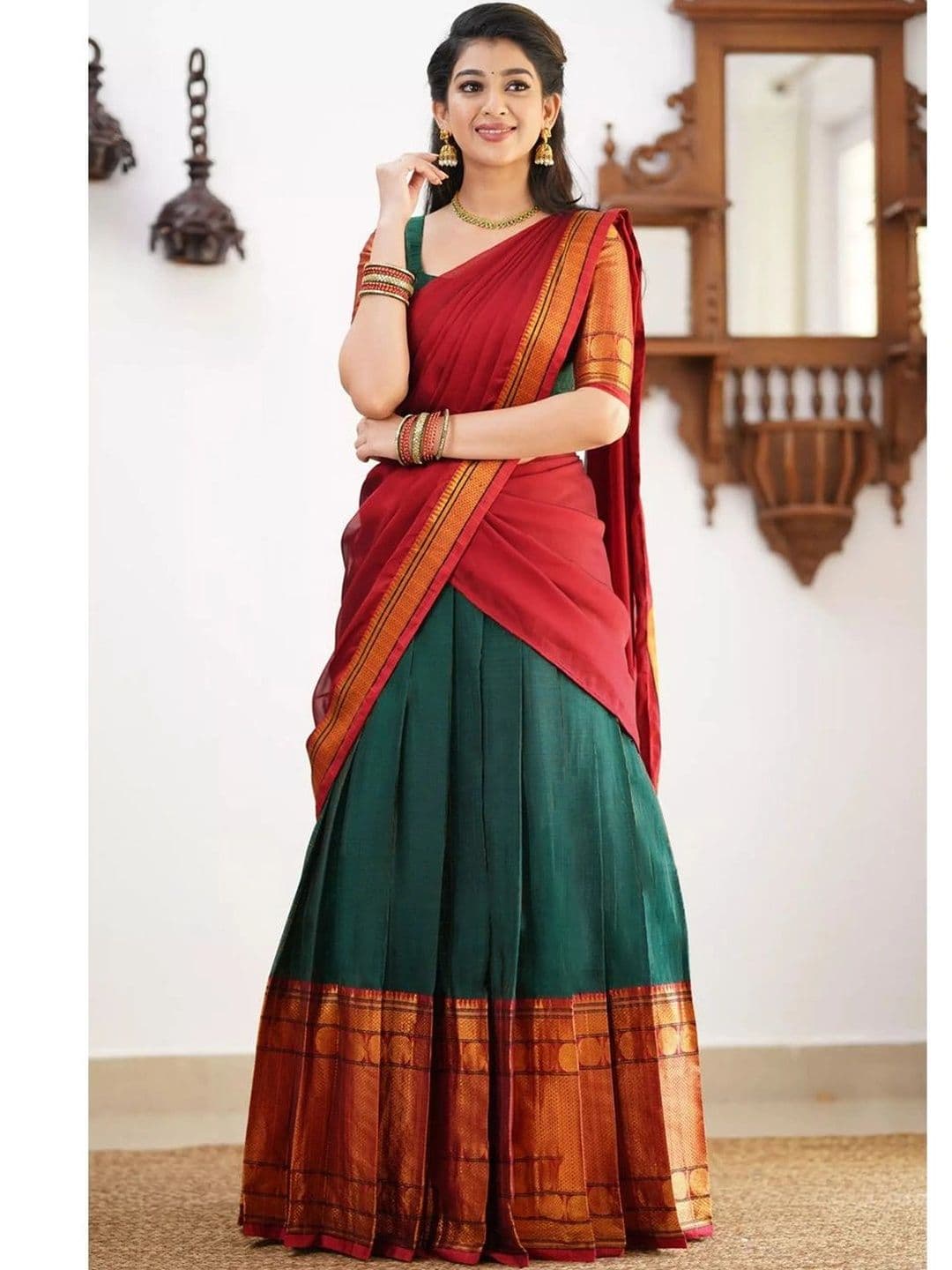 HERE&NOW Women Unstitched Lehenga & Blouse With Dupatta thumbnail 5