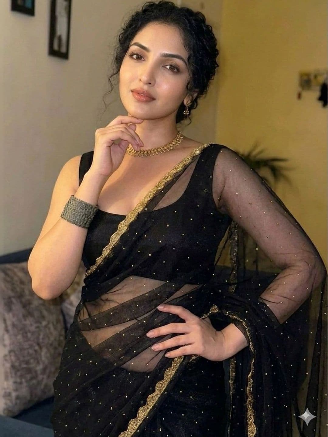 Akshmi Creation Embroidered Supernet Saree thumbnail 3