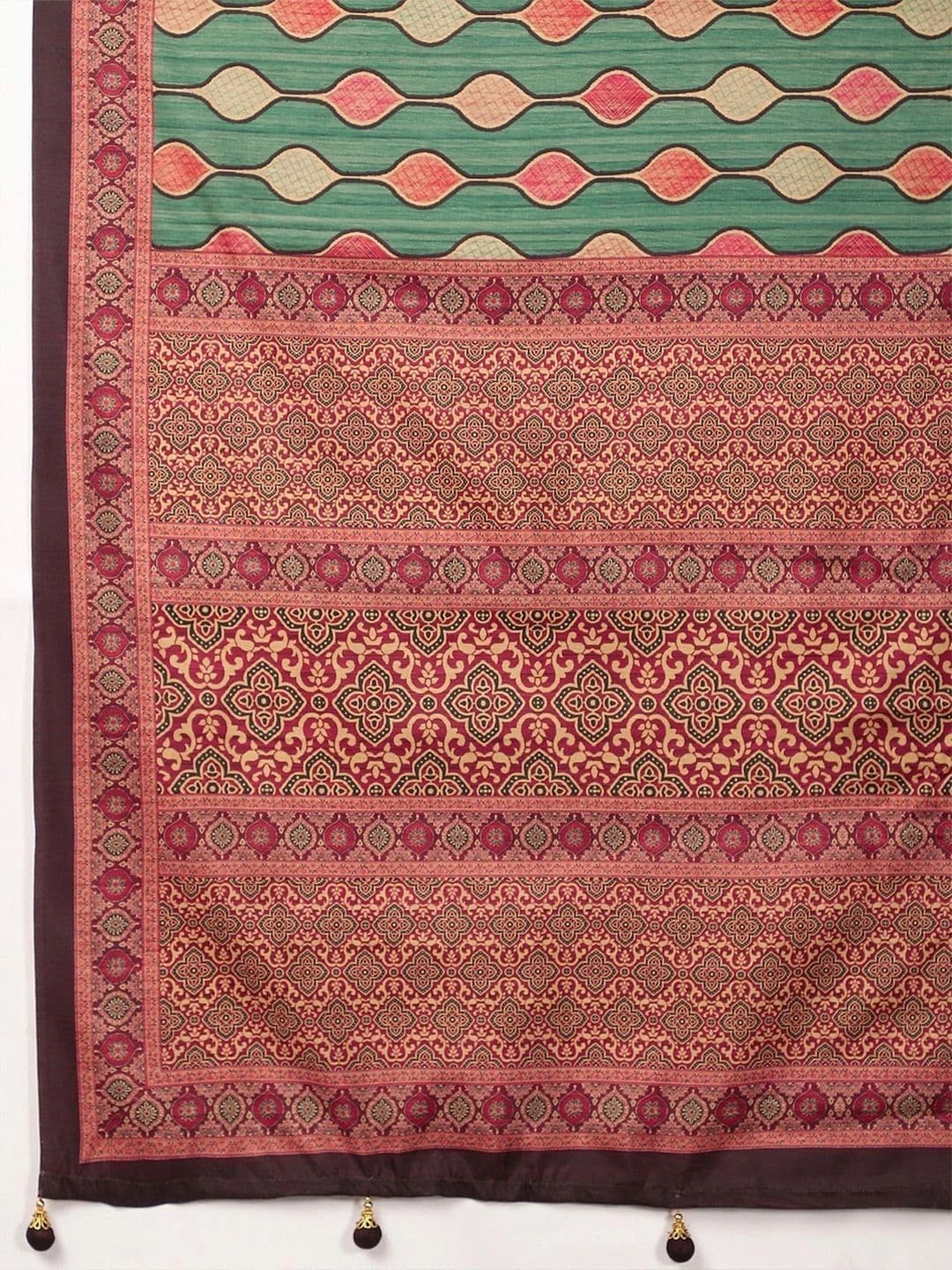 Anouk Silk Blend Designer Block Print Saree thumbnail 4