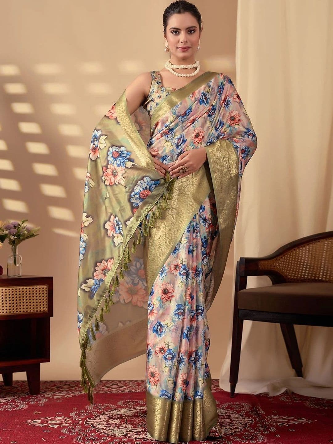 LeeliPeeri Designer Zari Silk Blend Designer Saree thumbnail 5