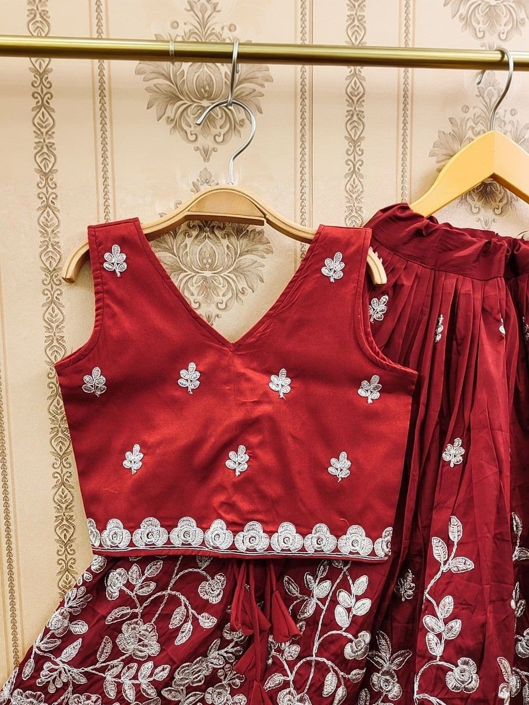 KALINI Girls Embroidered Thread Work Ready to Wear Lehenga & thumbnail 3
