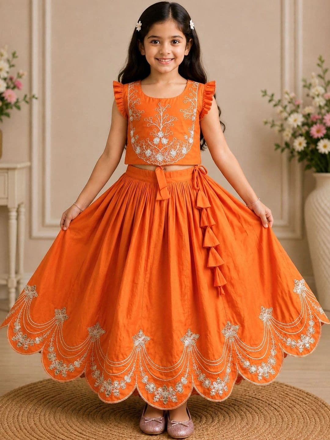 KALINI Girls Embroidered Thread Work Ready to Wear Lehenga & - view 1