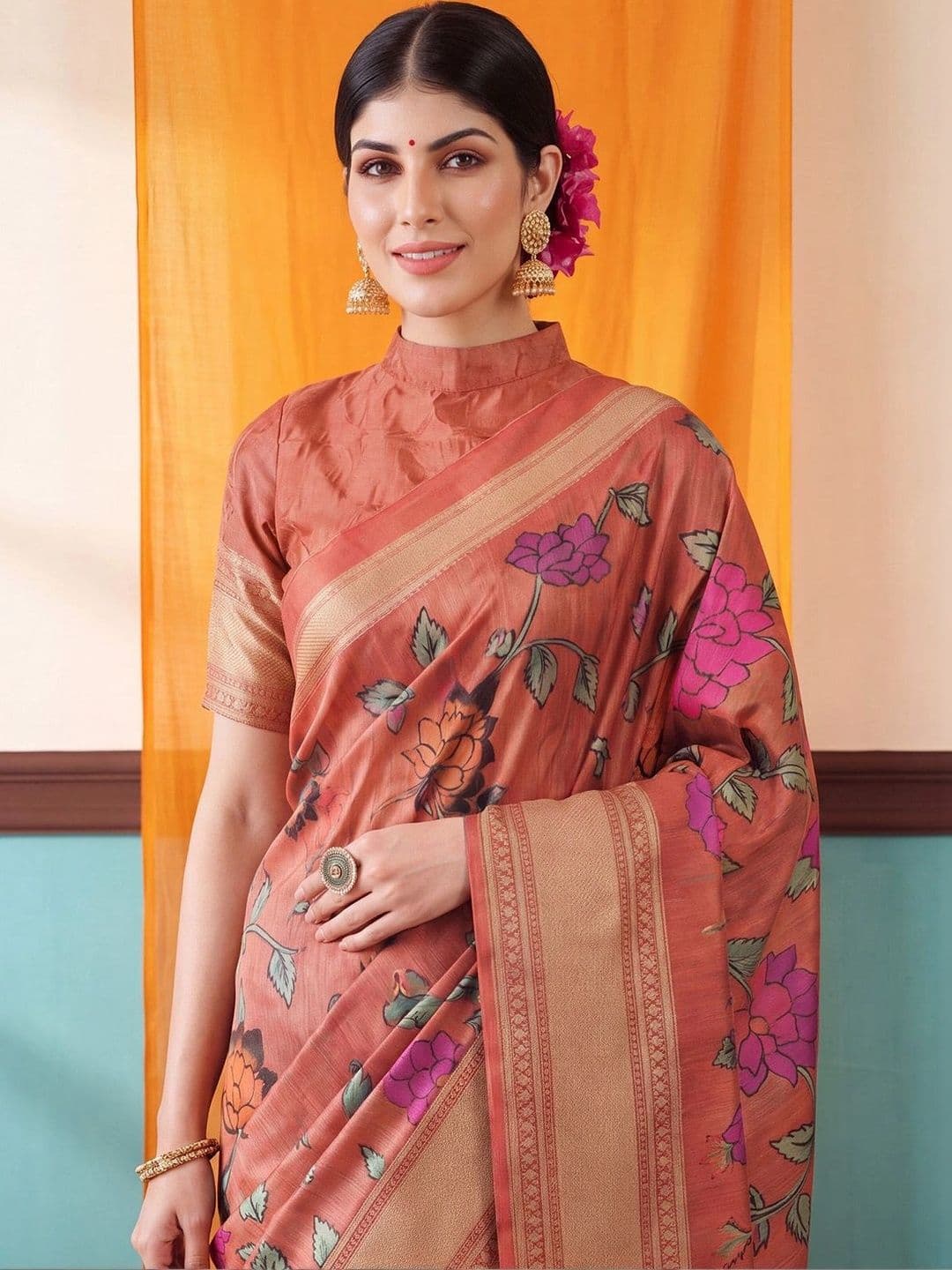 Anouk Floral Designer Saree thumbnail 5