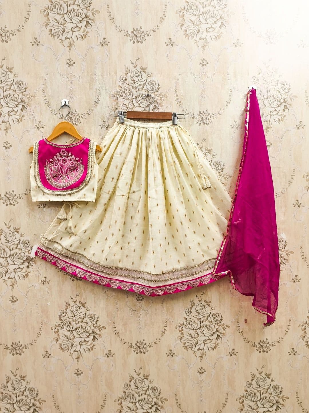 KALINI Girls Embroidered Thread Work Ready to Wear Lehenga & Blouse With Dupatta thumbnail 6
