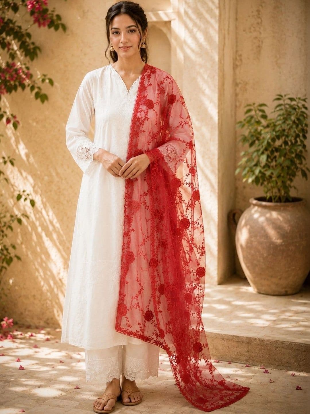 STUTI FASHION Ethnic Motifs Embroidered Dupatta with Thread Work - view 1
