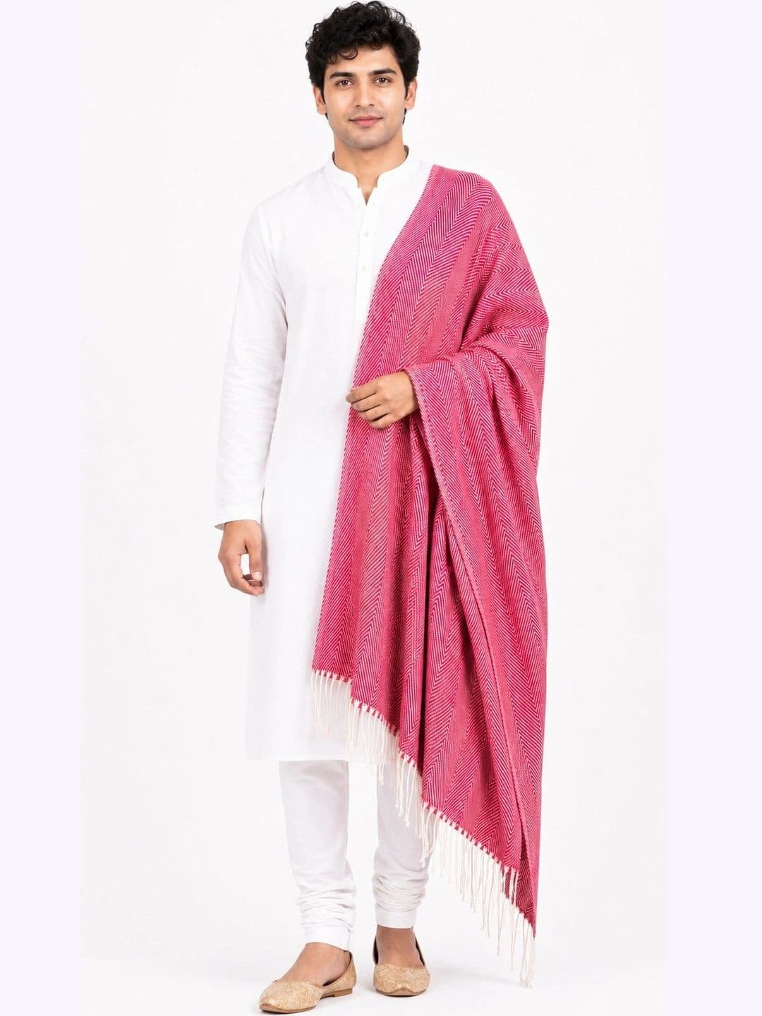 WOOLOASIS Men Woven Design Stole thumbnail 4