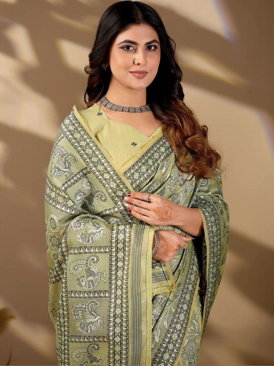 ERIKA Pure Cotton Designer Block Print Saree thumbnail 6