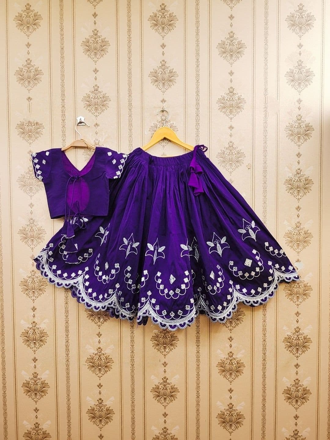 KALINI Girls Embroidered Thread Work Ready to Wear Lehenga & thumbnail 4