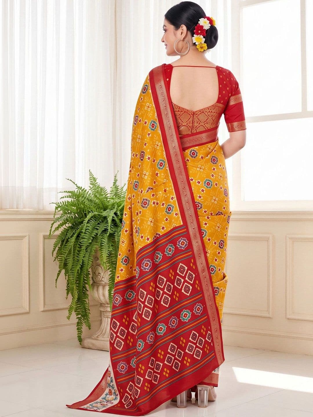 Anouk Ethnic Motifs Silk Blend Designer Patola Saree thumbnail 7