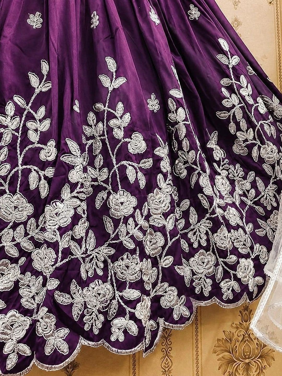 KALINI Girls Embroidered Thread Work Ready to Wear Lehenga & Blouse With Dupatta thumbnail 3