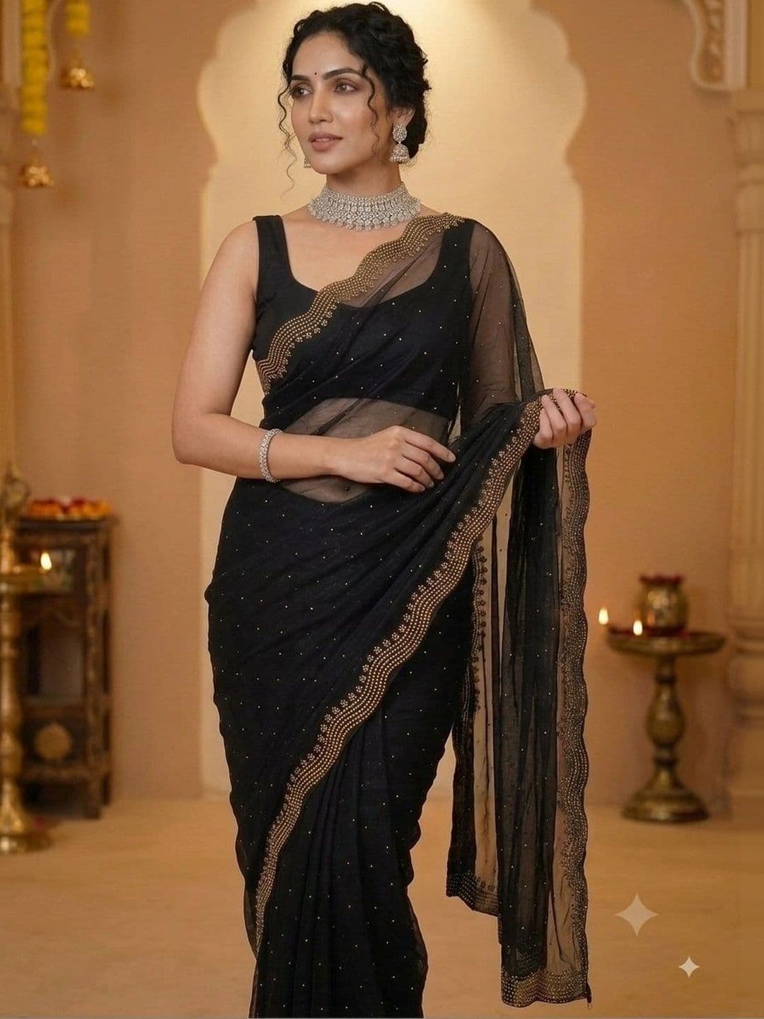 Akshmi Creation Supernet Saree thumbnail 4