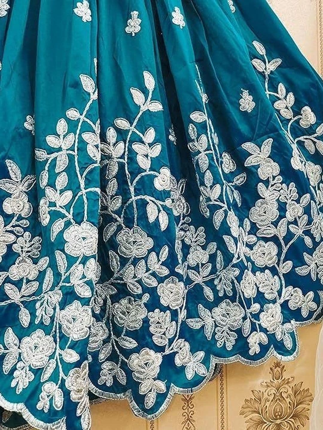 KALINI Girls Embroidered Thread Work Ready to Wear Lehenga & Blouse With Dupatta thumbnail 6