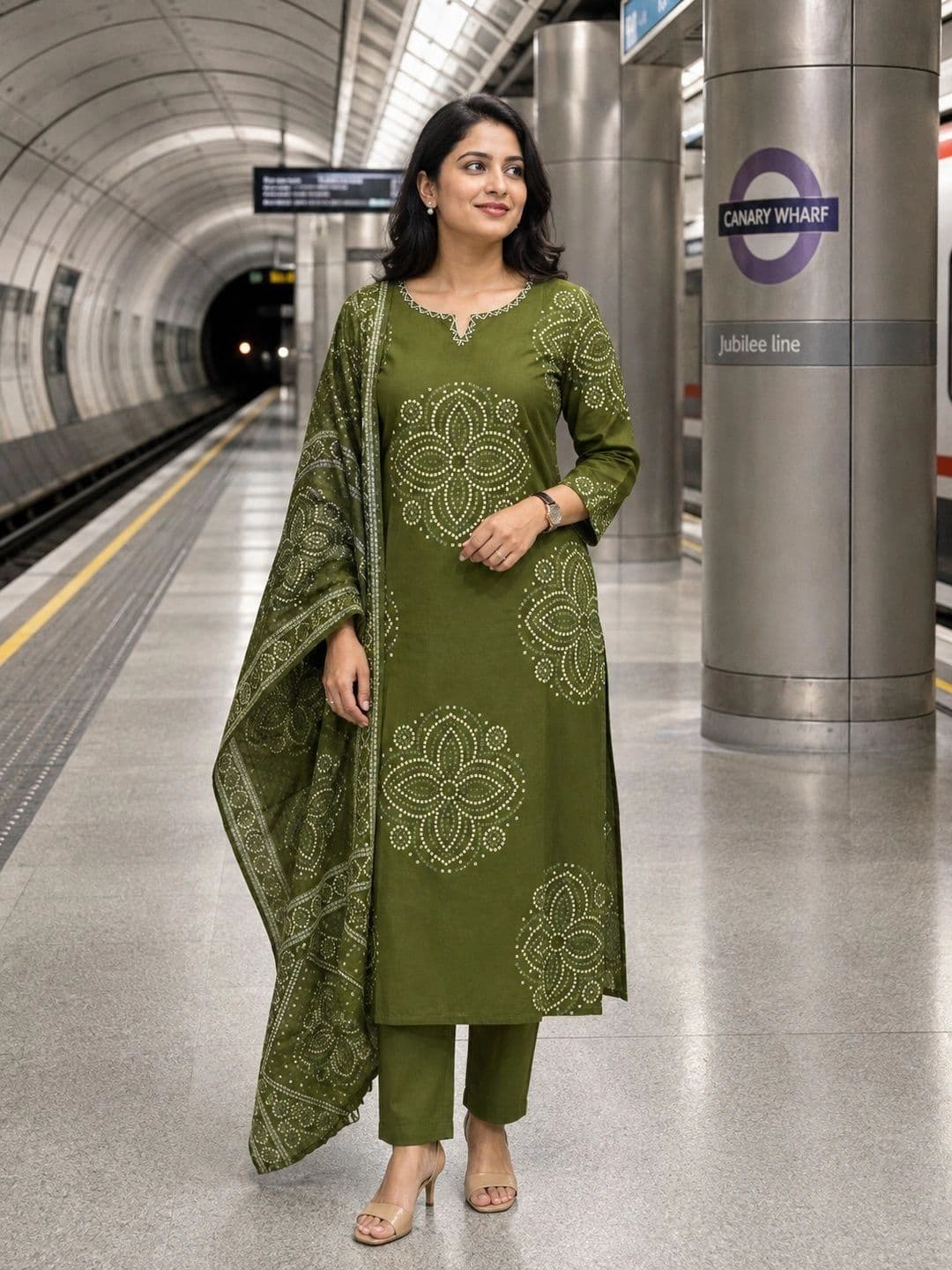 Berrylicious Women Ethnic Motifs Printed Regular Thread Work Pure Cotton Kurta with Trousers & With Dupatta - view 1