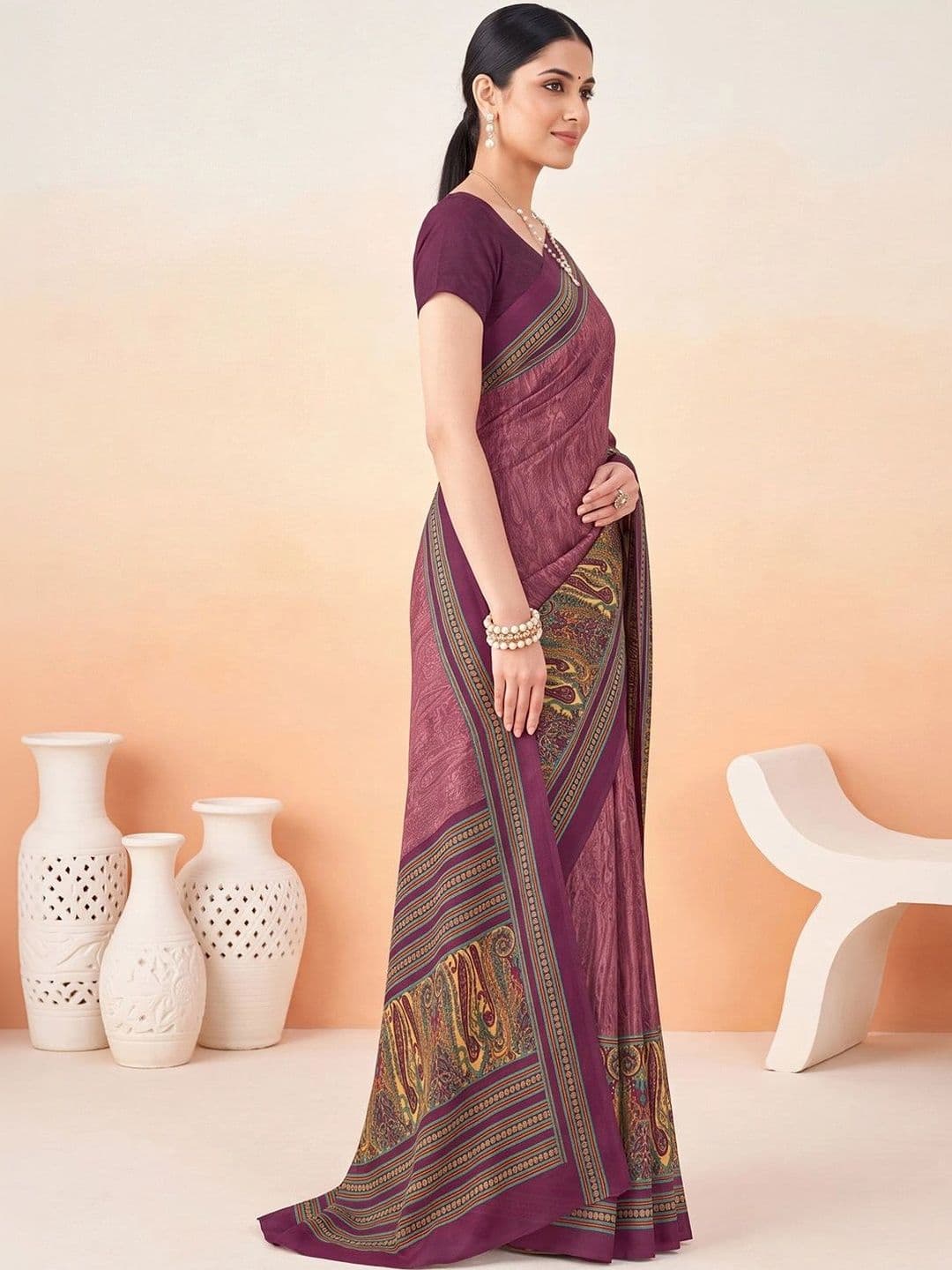 Anouk Ethnic Motifs Poly Crepe Designer Saree thumbnail 2