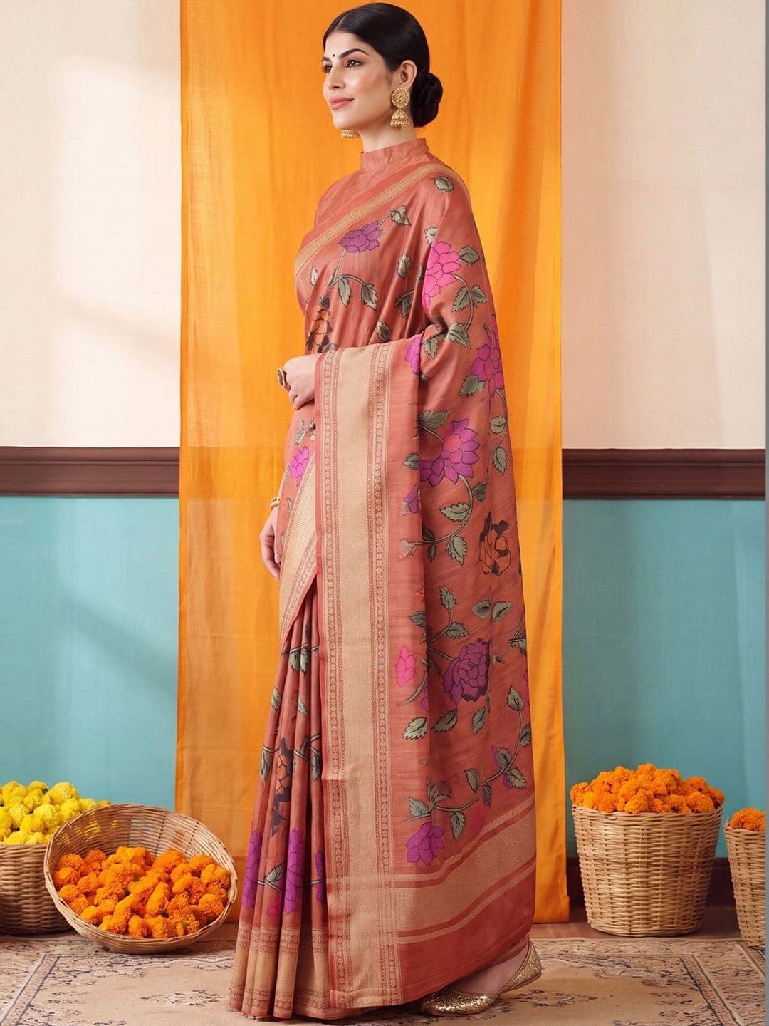 Anouk Floral Designer Saree thumbnail 2