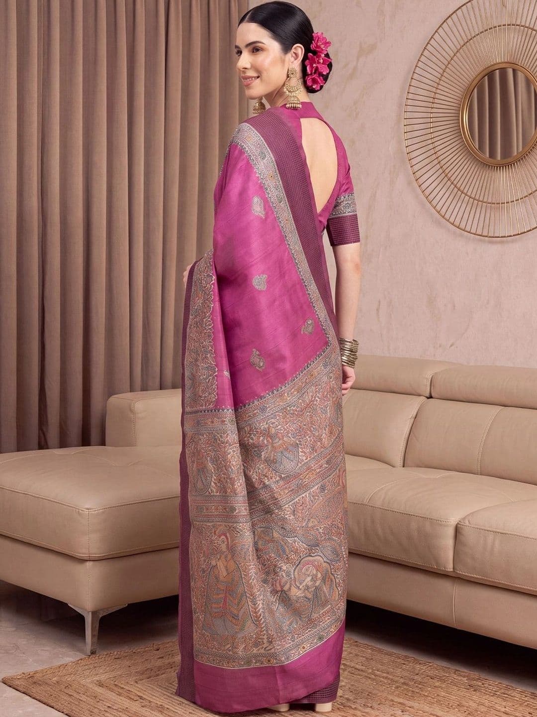 Anouk Woven Design Zari Silk Blend Designer Tussar Saree thumbnail 7