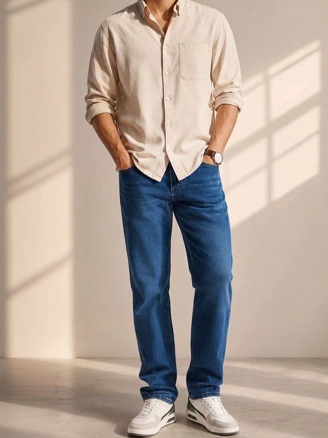 zayla Men Jean Regular Fit Mid-Rise Light Fade Stretchable Jeans - view 1
