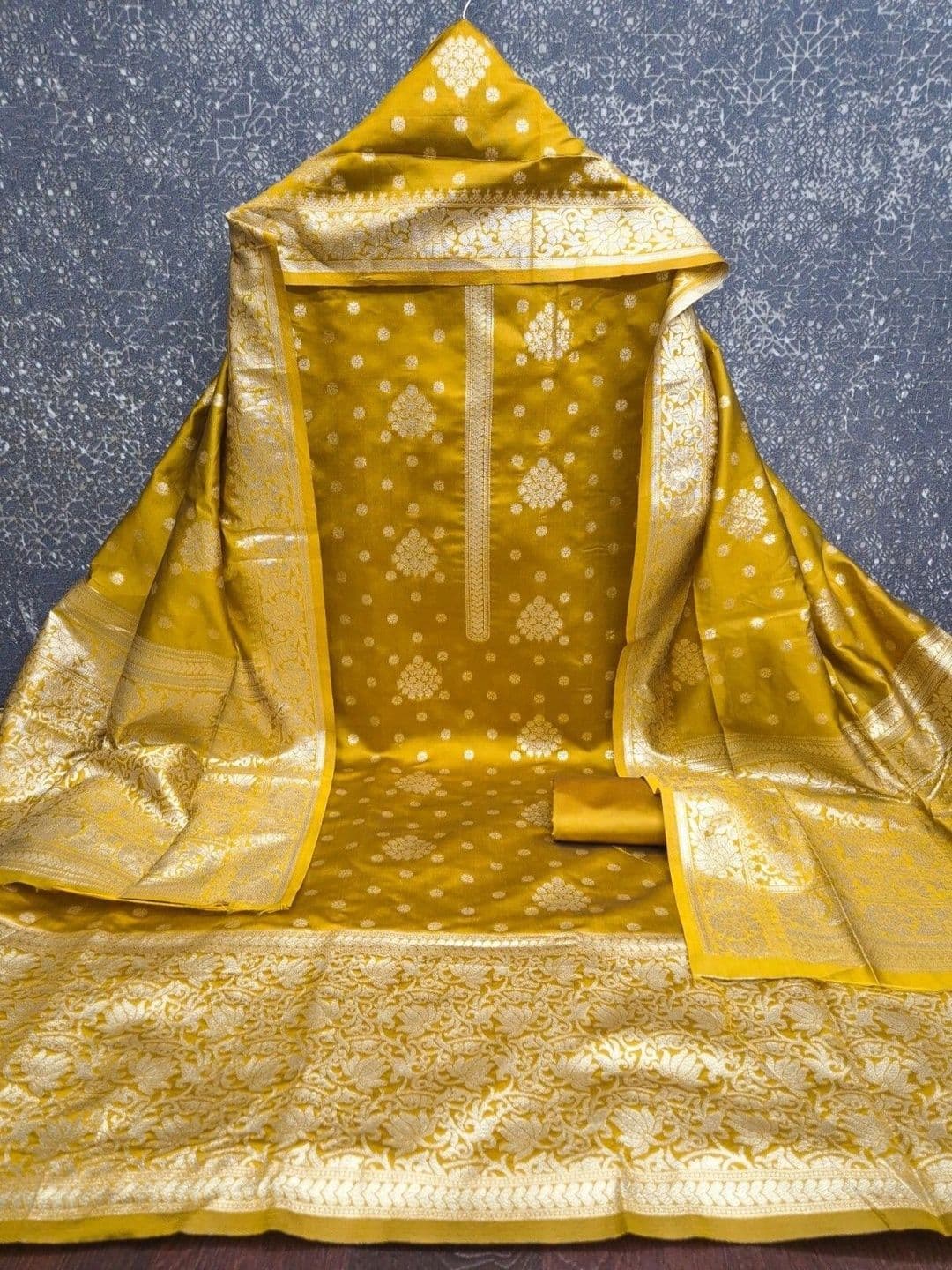 Milvia Art Silk Unstitched Dress Material thumbnail 2