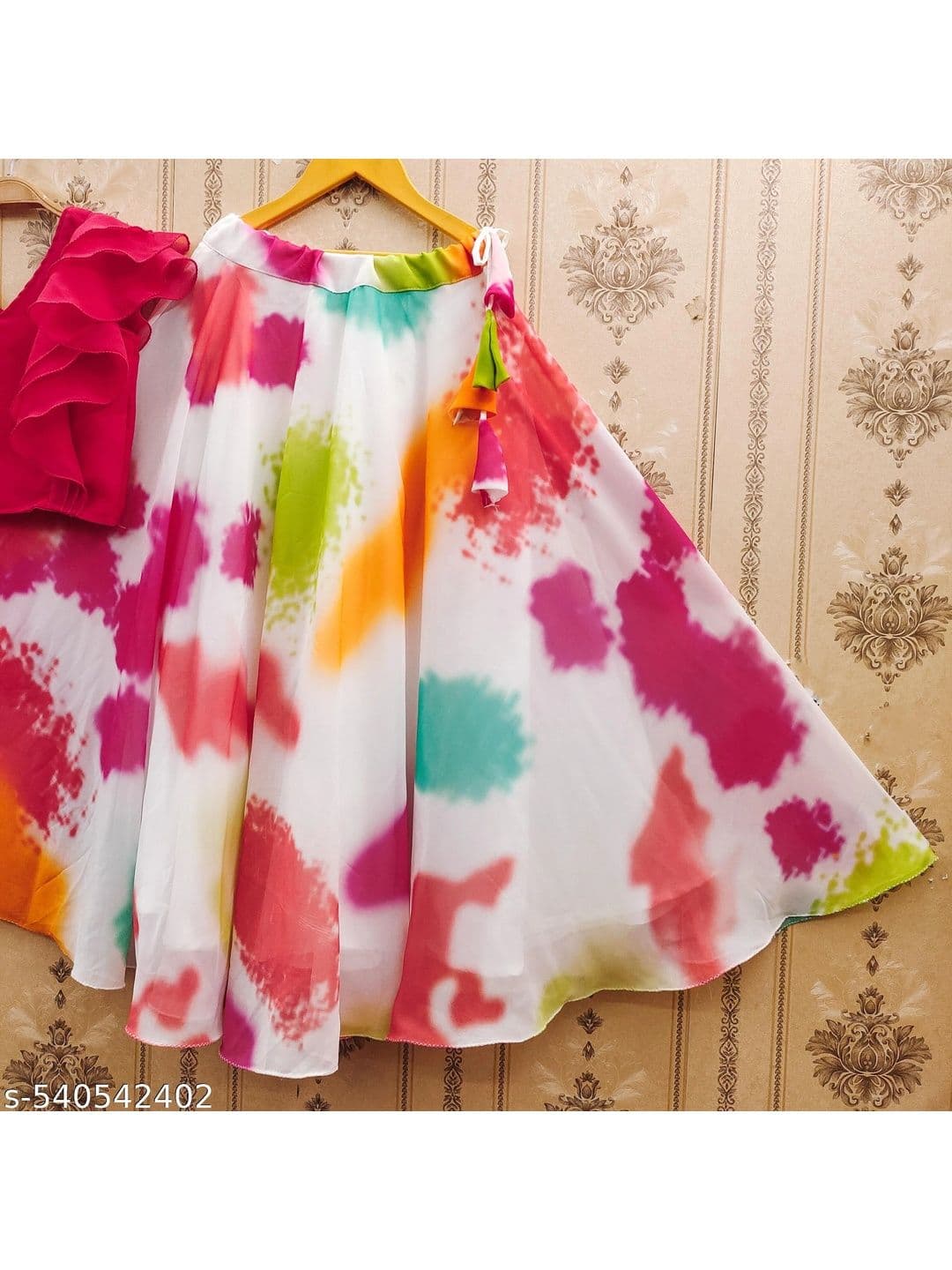 KALINI Girls Tie and Dye Ready to Wear Lehenga & thumbnail 3