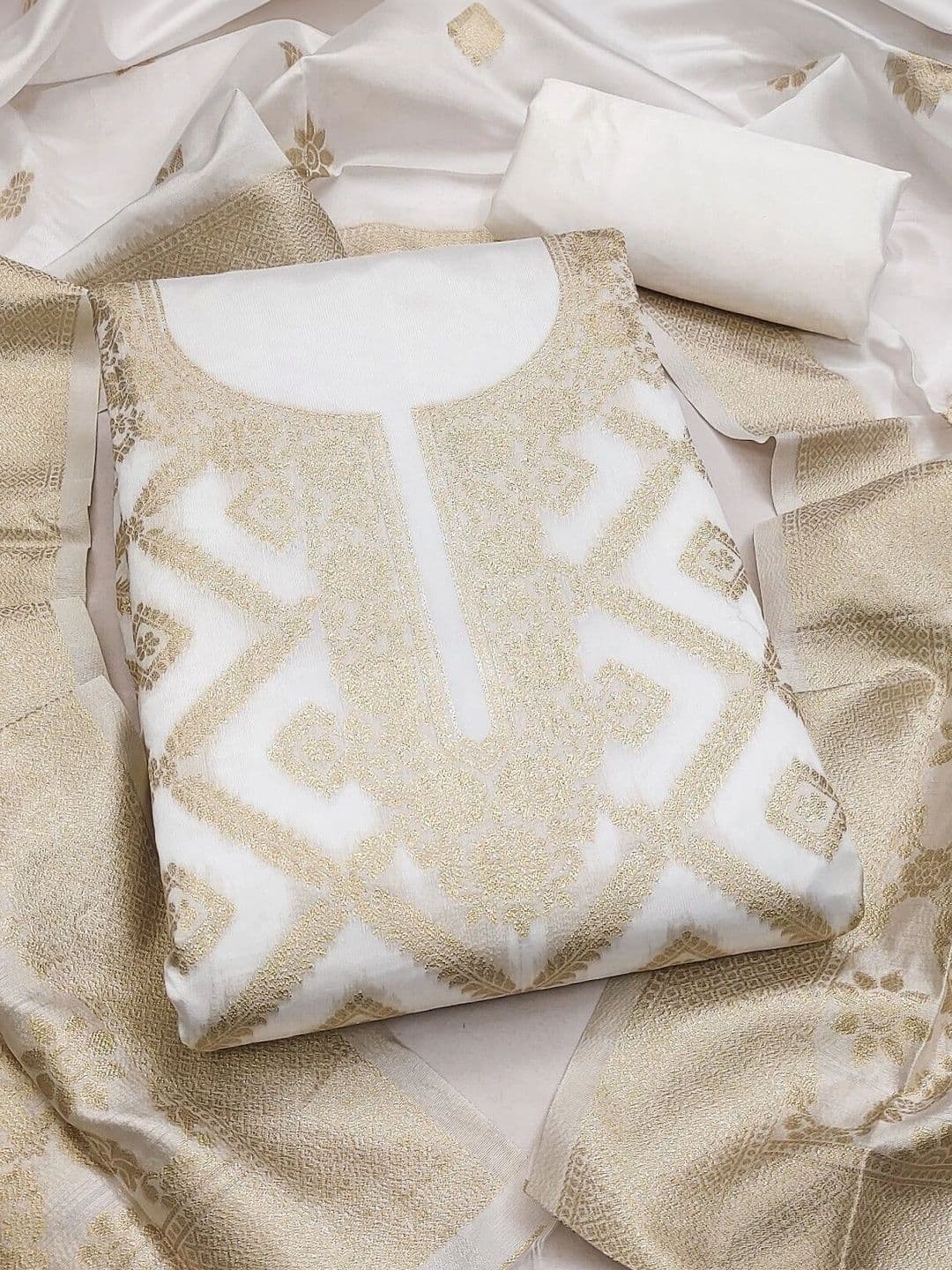 Milvia Art Silk Unstitched Dress Material - view 1