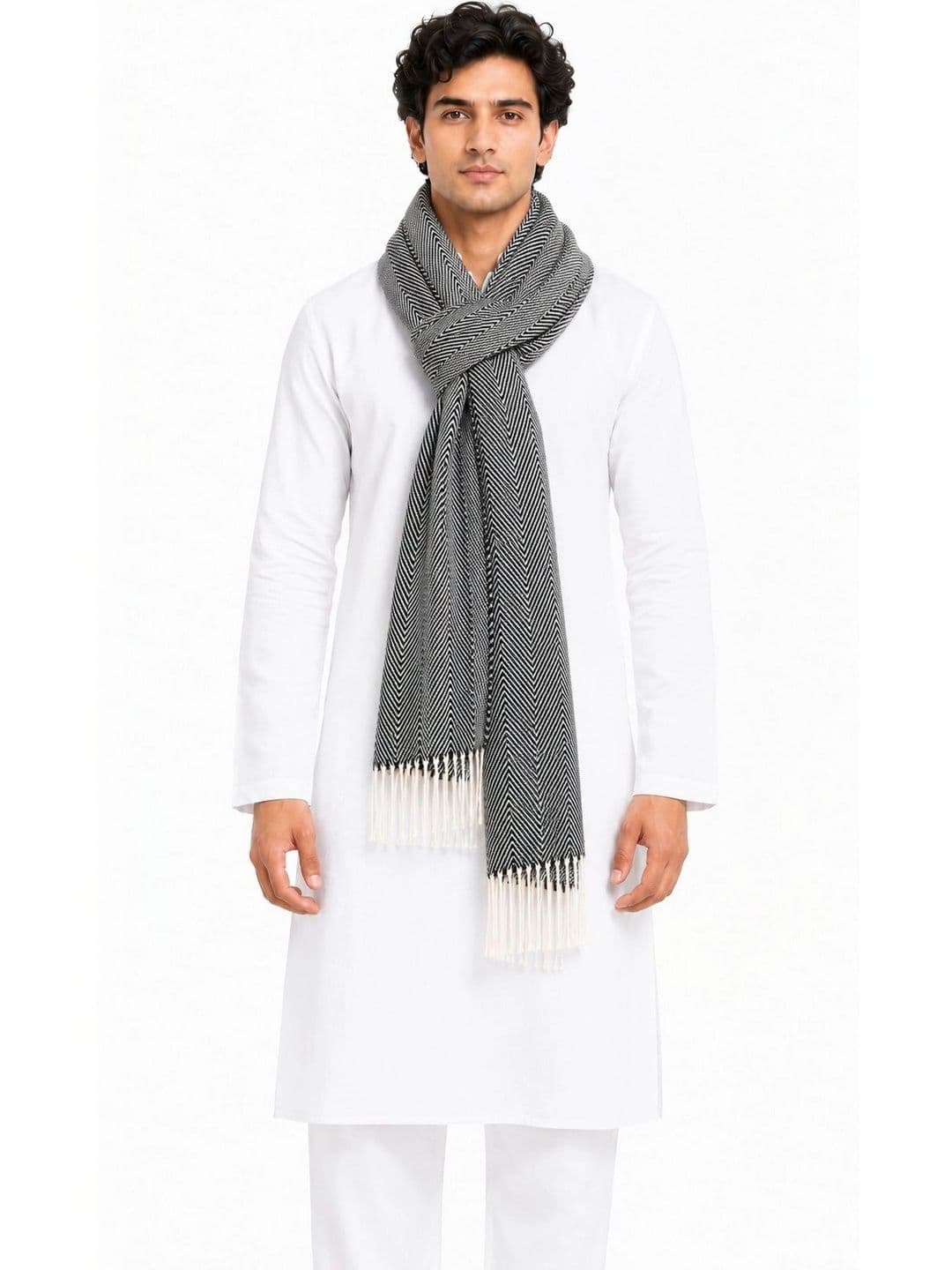 WOOLOASIS Men Woven Design Stole thumbnail 3