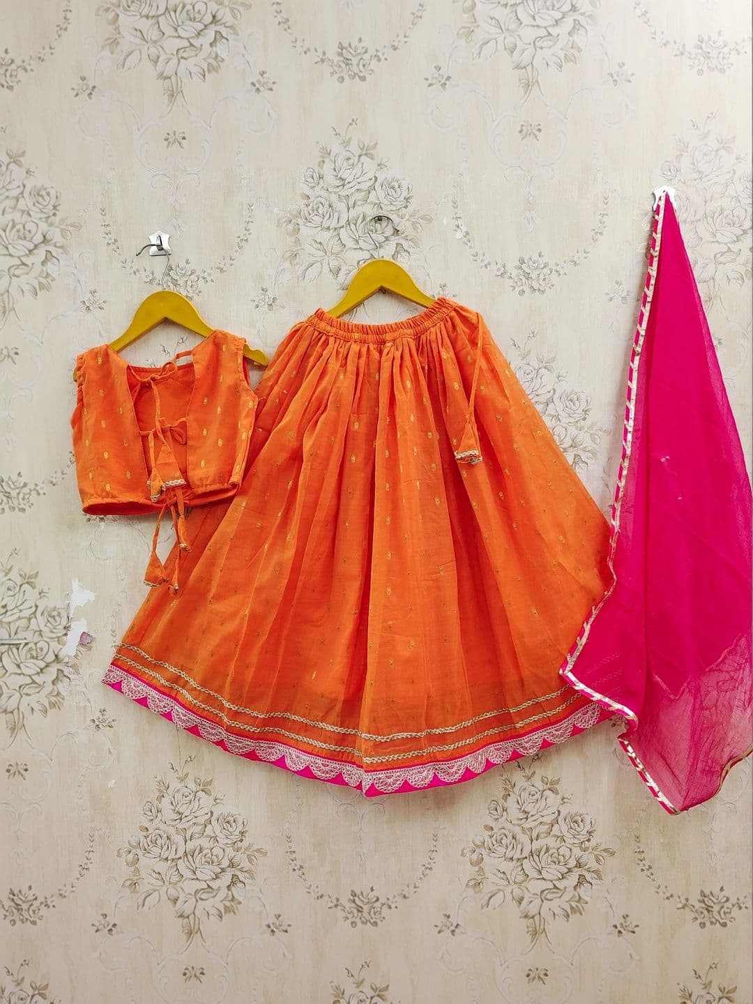 KALINI Girls Embroidered Thread Work Ready to Wear Lehenga & Blouse With Dupatta thumbnail 2