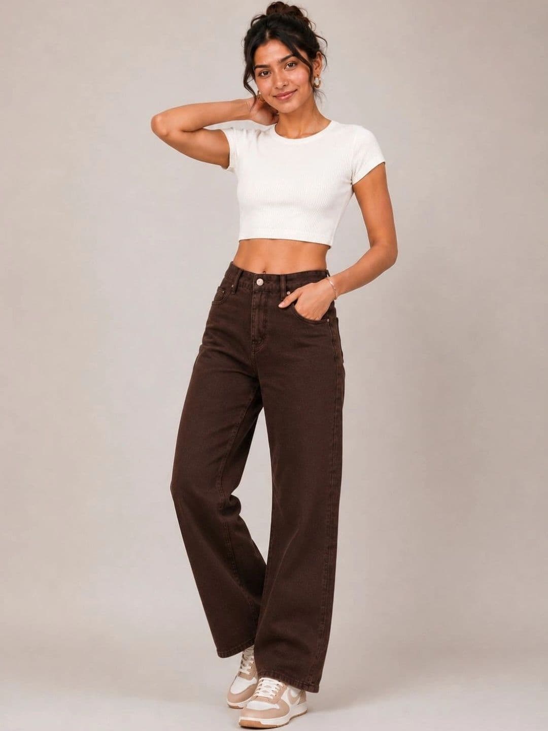 Moda Rapido Women Classic Wide Leg High-Rise Jeans thumbnail 7