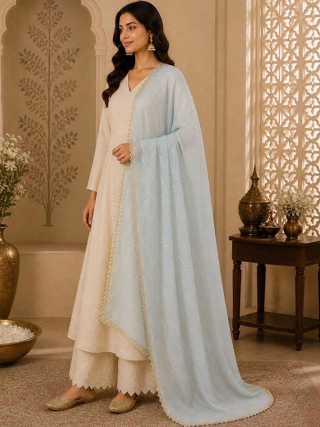 STUTI FASHION Embroidered Dupatta with Zari thumbnail 3