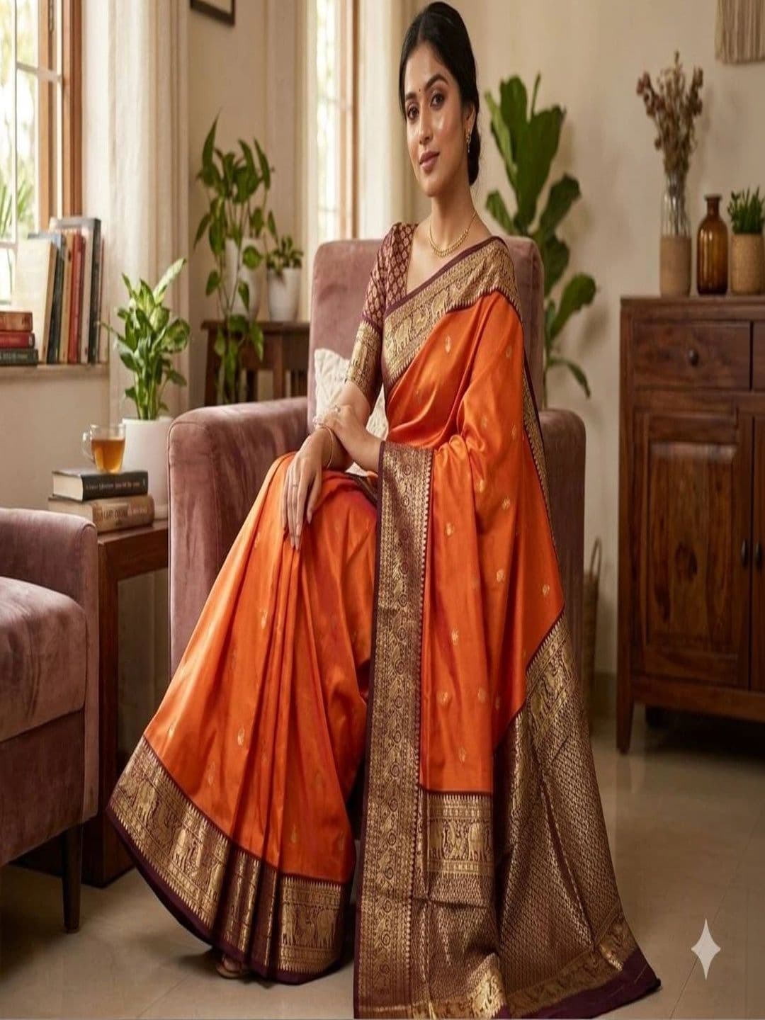 all about you Woven Design Zari Silk Blend Heavy Work Kanjeevaram Saree thumbnail 5