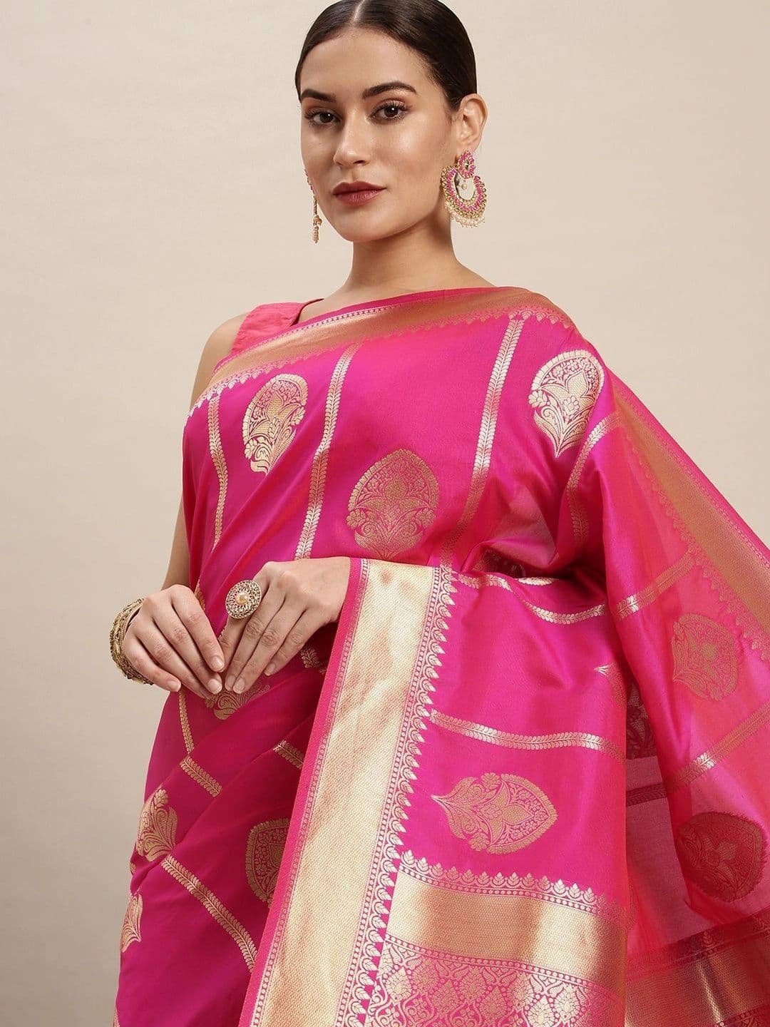 Dhaaga Ghar Women Woven Design Zari Art Silk Banarasi Saree thumbnail 2