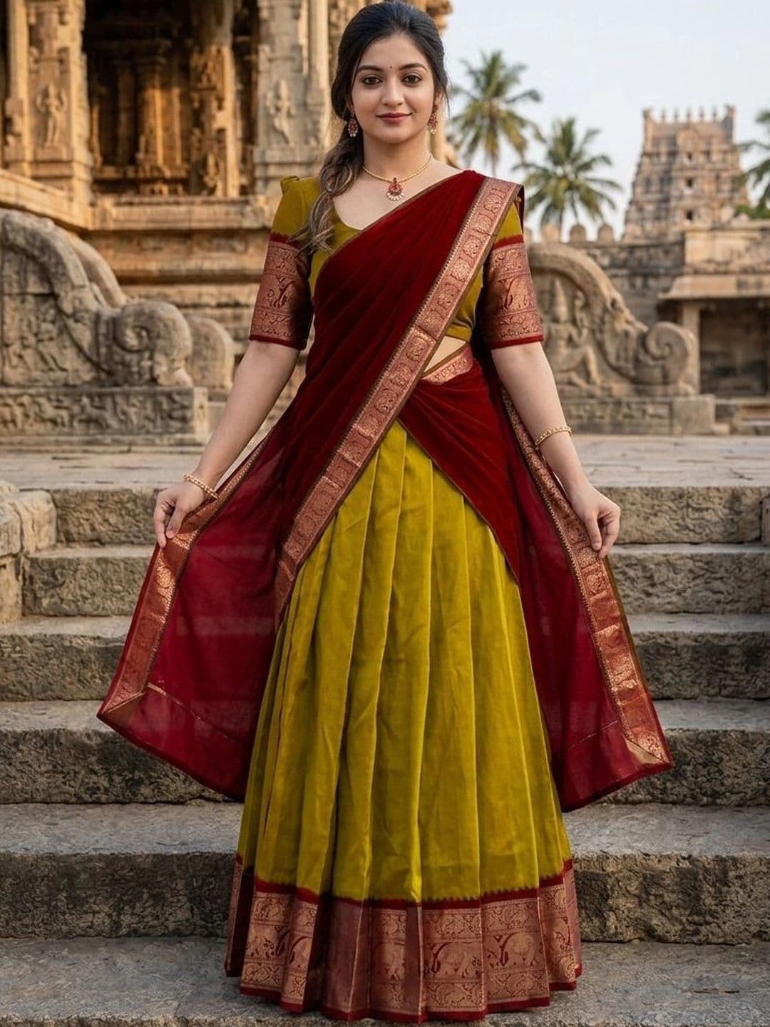 all about you women Embroidered Unstitched Lehenga & Blouse With Dupatta thumbnail 2