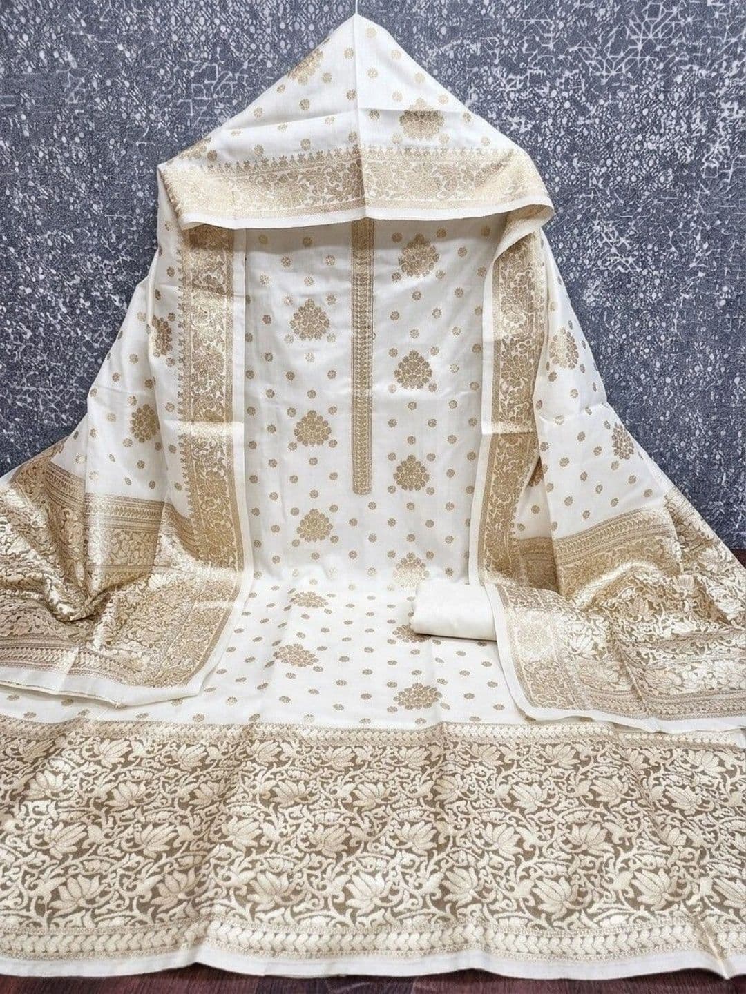 Milvia Art Silk Unstitched Dress Material thumbnail 2