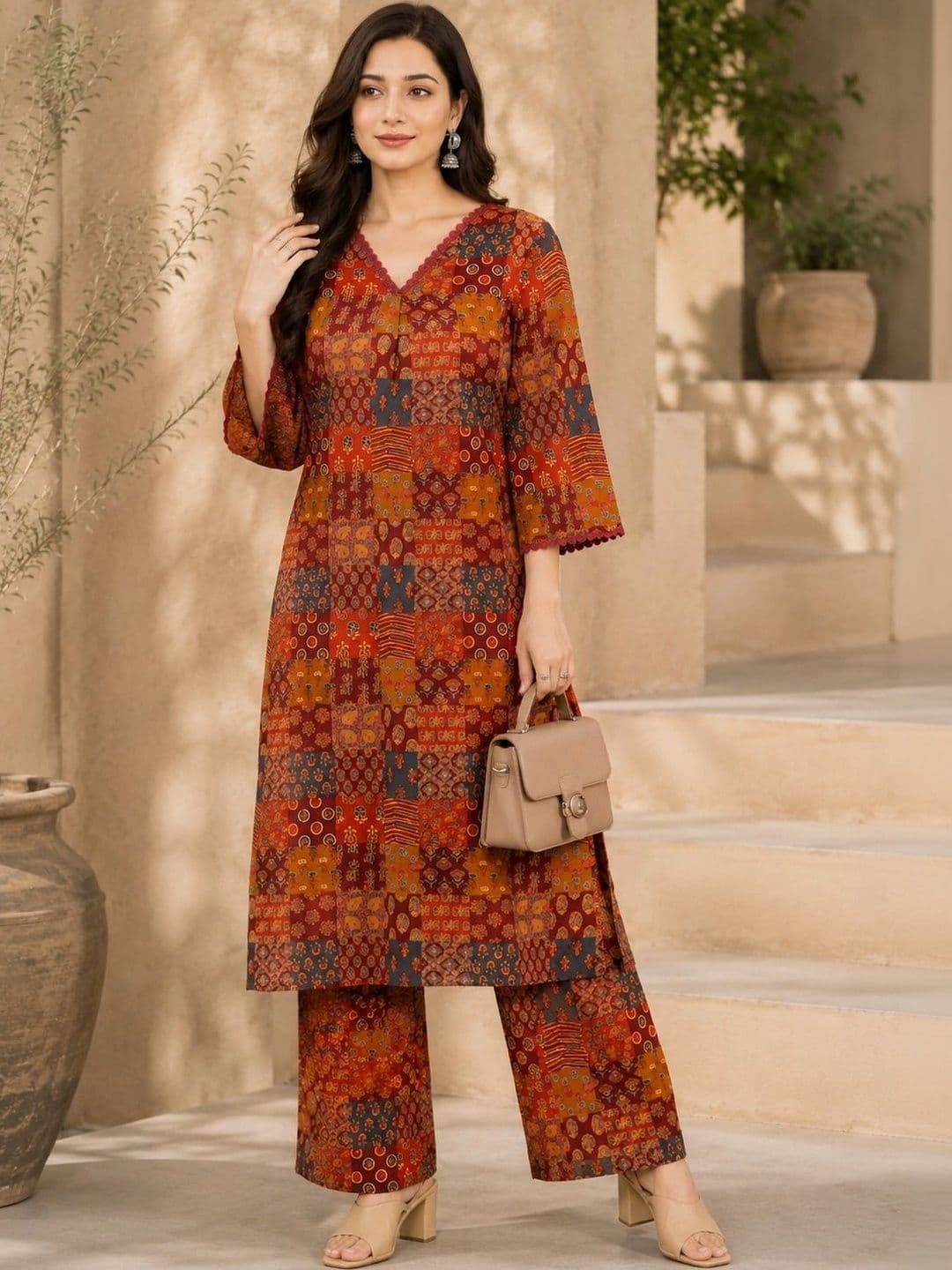 Tabeedah Women Ethnic Motifs Printed Regular Kurta with Palazzos thumbnail 6
