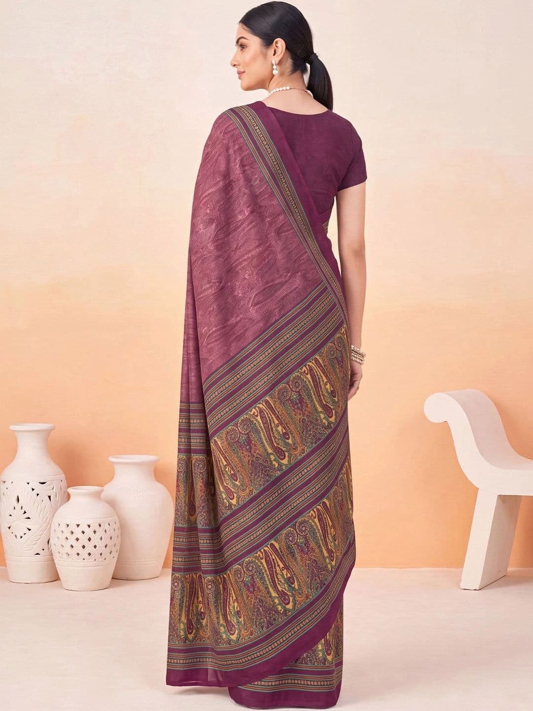 Anouk Ethnic Motifs Poly Crepe Designer Saree thumbnail 3