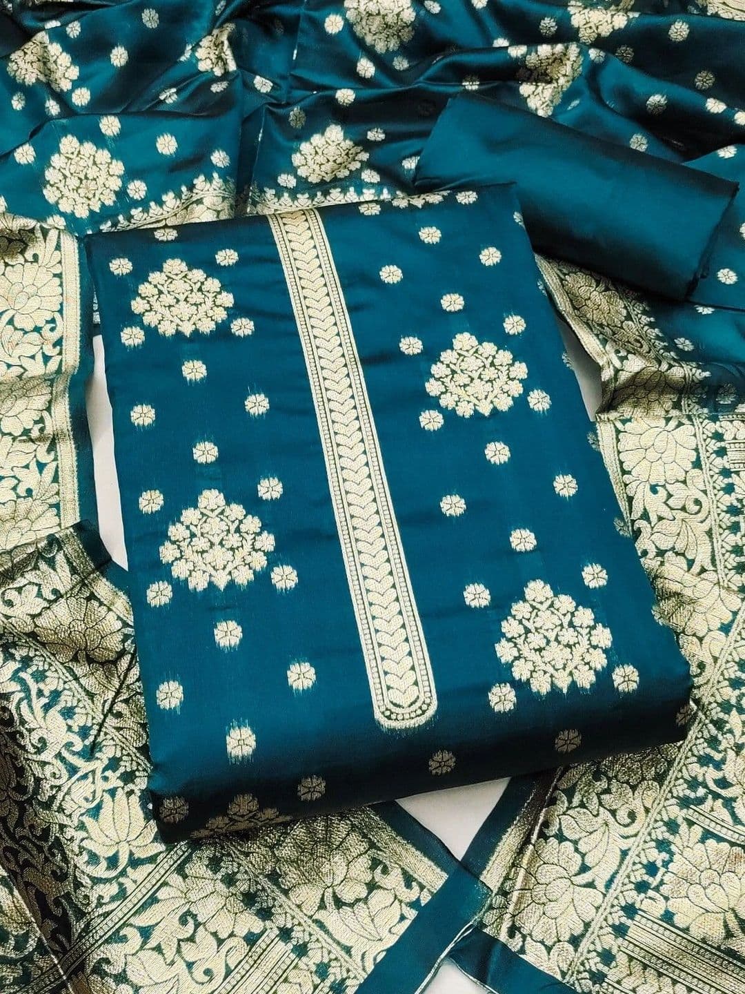 Milvia Art Silk Unstitched Dress Material - view 1