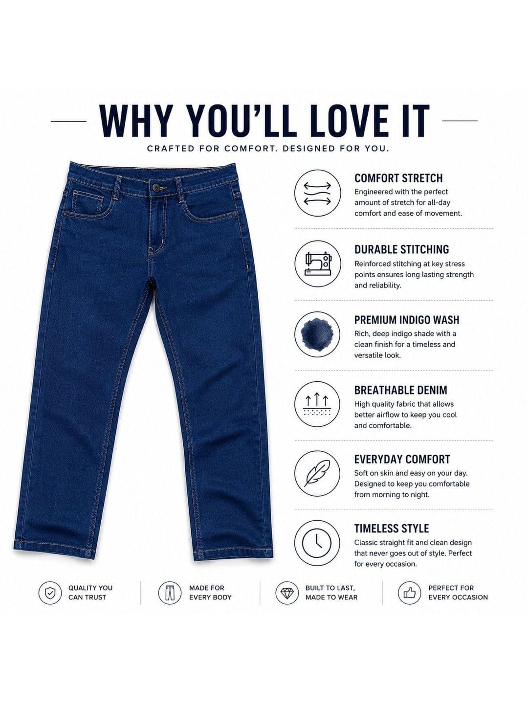 BAESD Men Straight Fit High-Rise Stretchable Jeans thumbnail 4