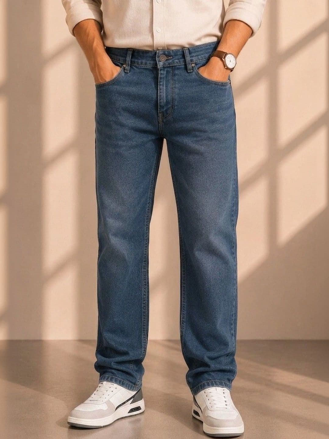 zayla Men Jean Regular Fit Mid-Rise Light Fade Stretchable Jeans - view 1