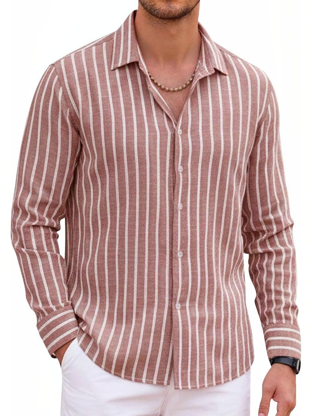 Fifth U Men Standard Striped Casual Shirt thumbnail 6