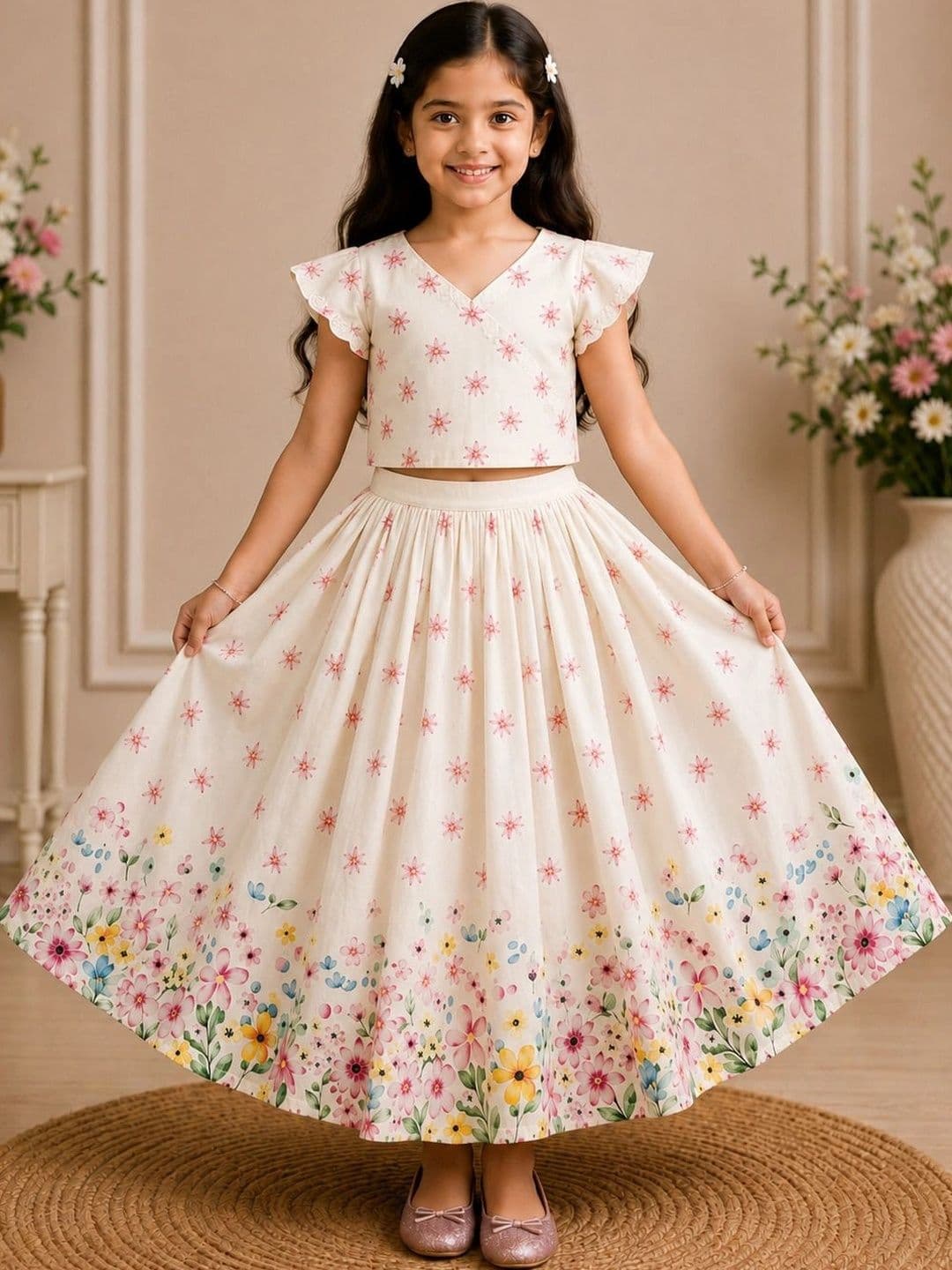 KALINI Girls Printed Ready to Wear Lehenga & - view 1