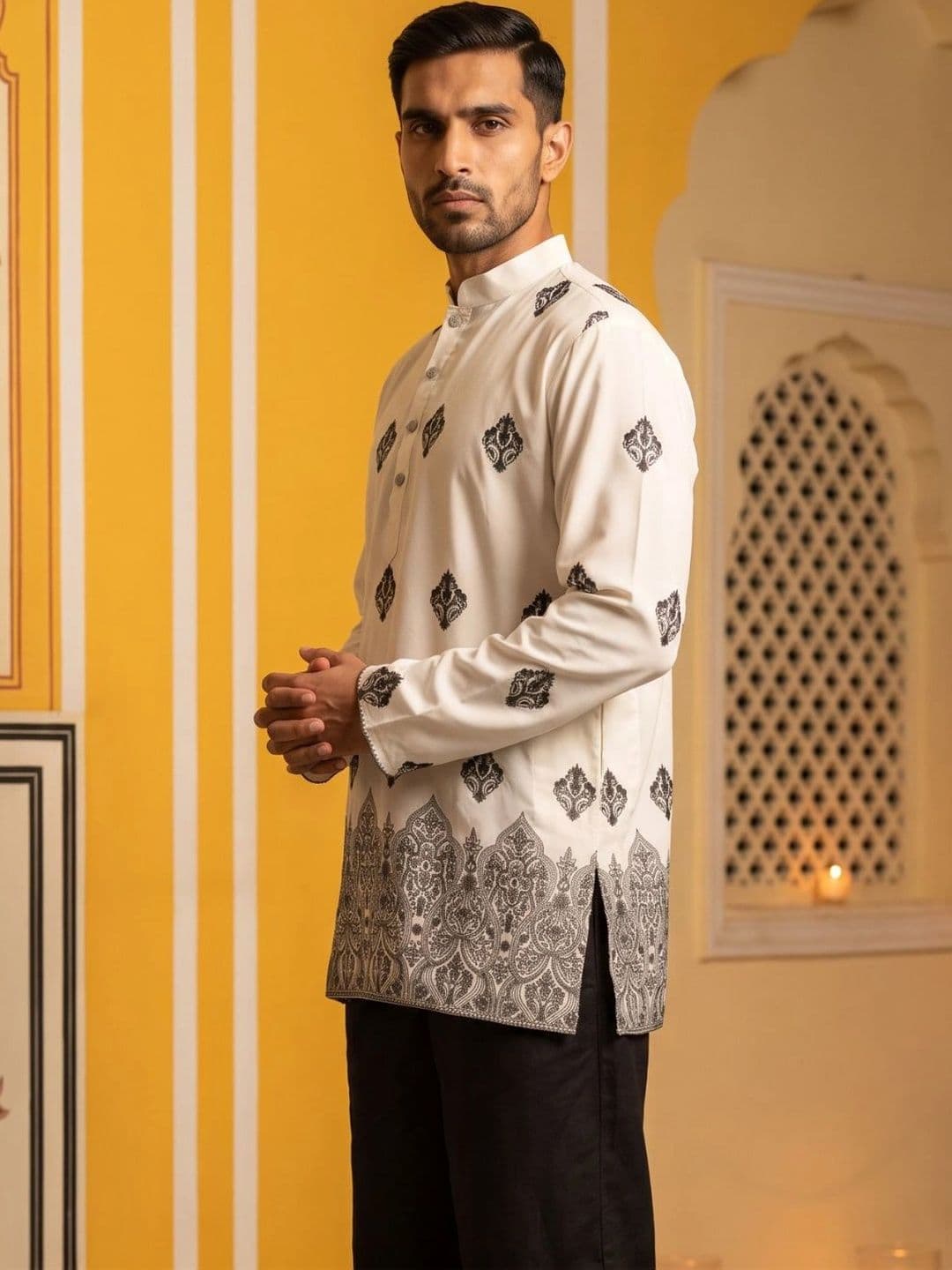 Jompers Men Ethnic Motifs Embroidered Kurta thumbnail 3