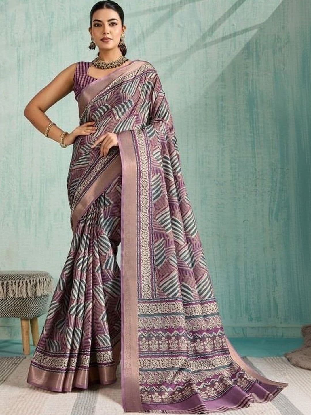 Moda Rapido Zari Silk Blend Designer Saree thumbnail 3