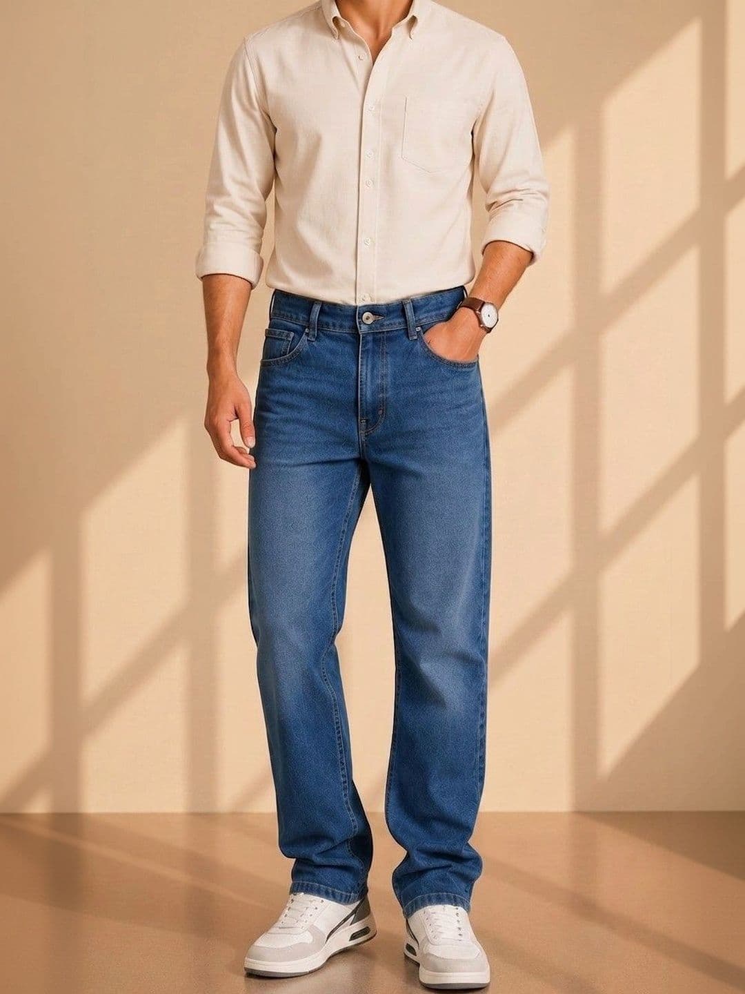 zayla Men Jean Regular Fit Mid-Rise Light Fade Stretchable Jeans - view 1