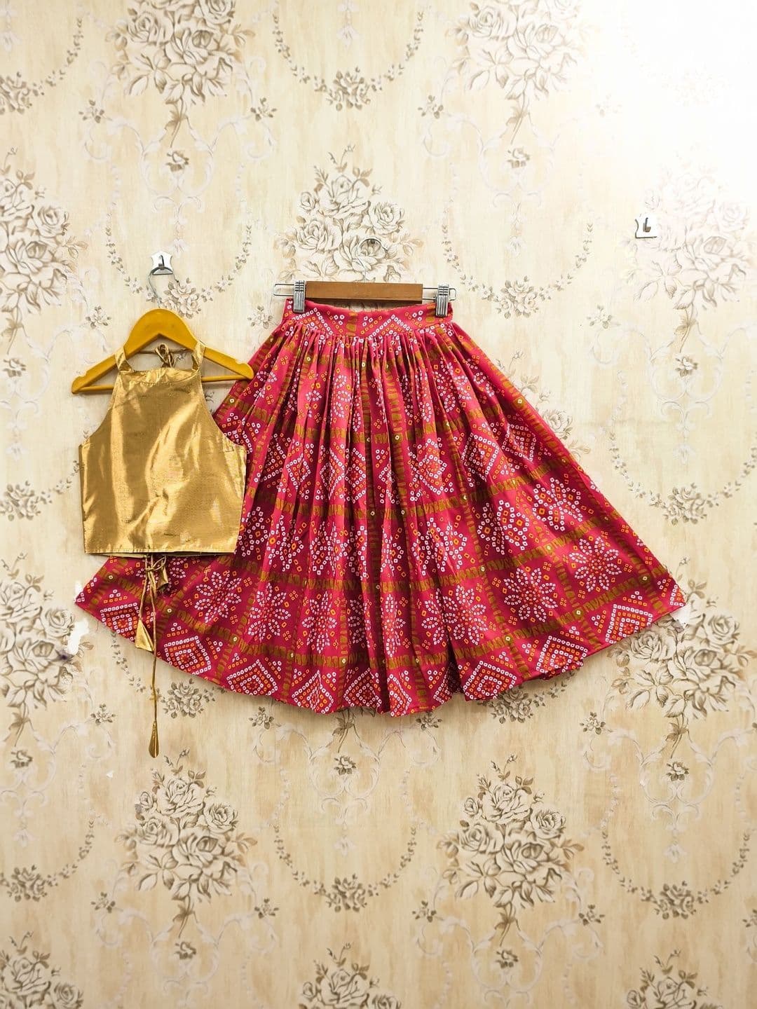 KALINI Girl Cotton Halter Neck Ethnic Silk Lehenga Set thumbnail 6