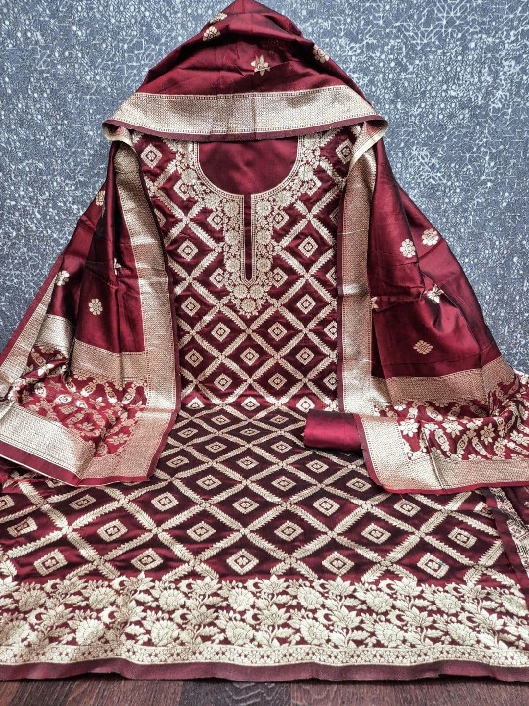Milvia Art Silk Unstitched Dress Material thumbnail 2
