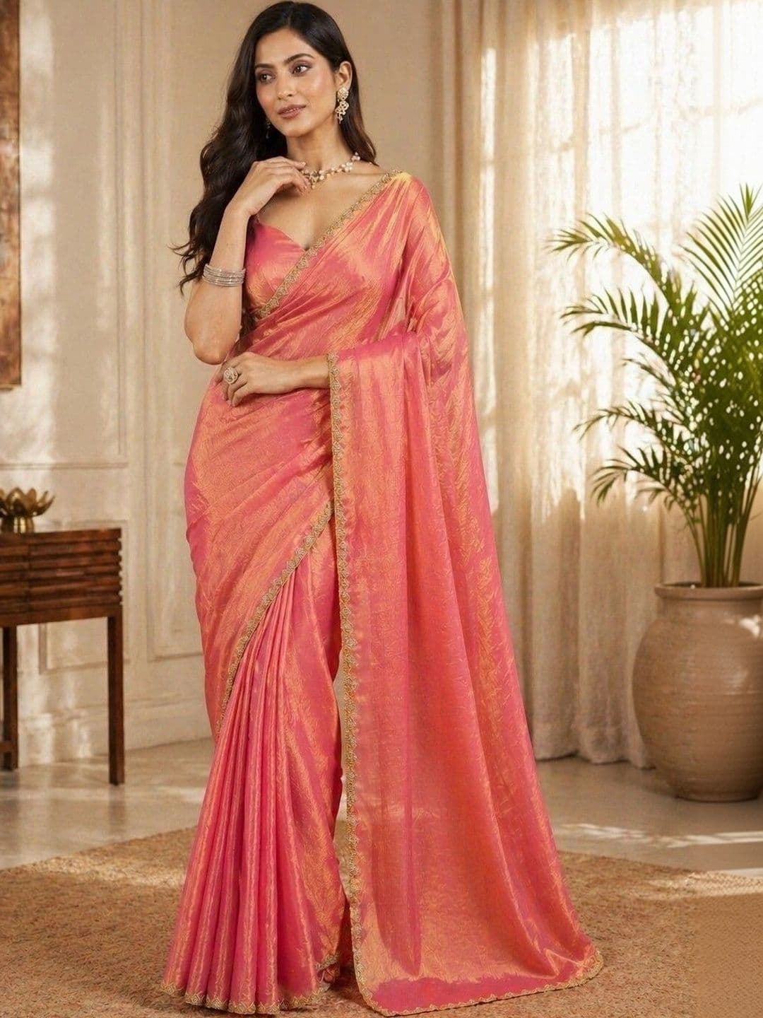 Moda Rapido Zari Satin Saree thumbnail 3